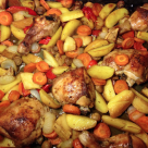 Allt-i-ett-i-ugn med kyckling, potatis och champinjoner